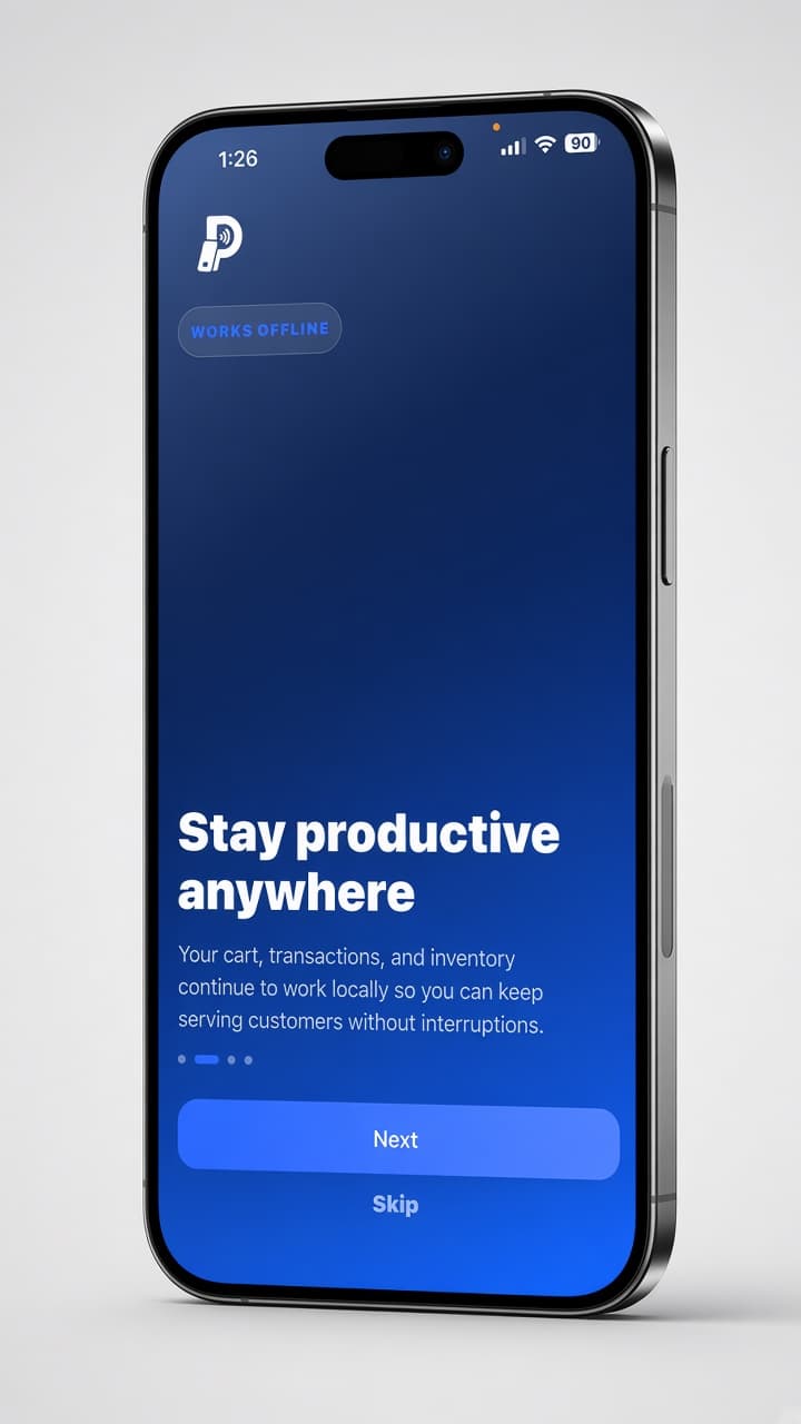 Stay productive anywhere Poswaya app screen
